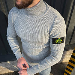 Чоловічий гольф Stone Island светр Стон Айленд сірий чоловіча кофта, водолазка