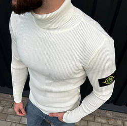 Чоловічий гольф Stone Island светр Стон Айленд білий чоловіча кофта, водолазка