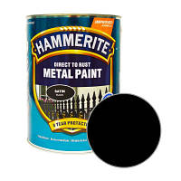 Hammerite антикоррозионная краска по металлу "3 в 1", чёрная полуматовая, 5л