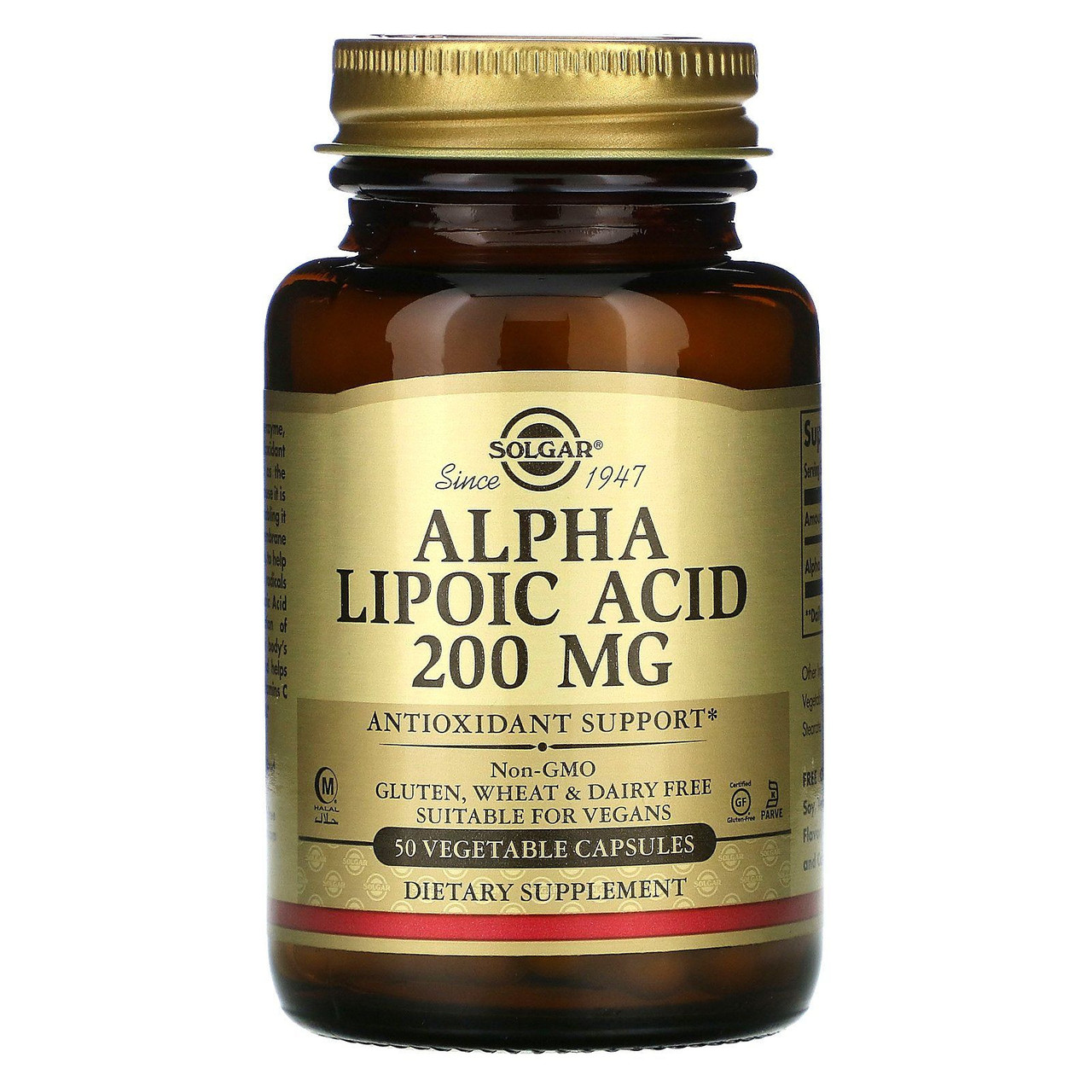 Альфа-липоевая кислота Solgar (Alpha-Lipoic Acid) 200 мг 50 растительных капсул - фото 1 - id-p1734054176