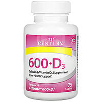 Кальций и витамин Д3 21st Century (600+D3 Calcium & Vitamin D3 Supplement) 75 таблеток