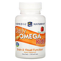 Омега для детей для ежедневного употребления, фруктовый вкус, Daily Omega Kids Strawberry, Nordic Naturals,