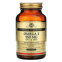 Омега-3 ЕПК і ДГК потрійна сила Solgar (Omega-3 EPA & DHA Triple Strength) 950 мг 50 м'яких таблеток