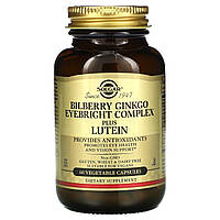 Комплекс для зрения черника гинкго билоба и лютеин Solgar (Bilberry Ginkgo Eyebright Plus Lutein) 60 капсул