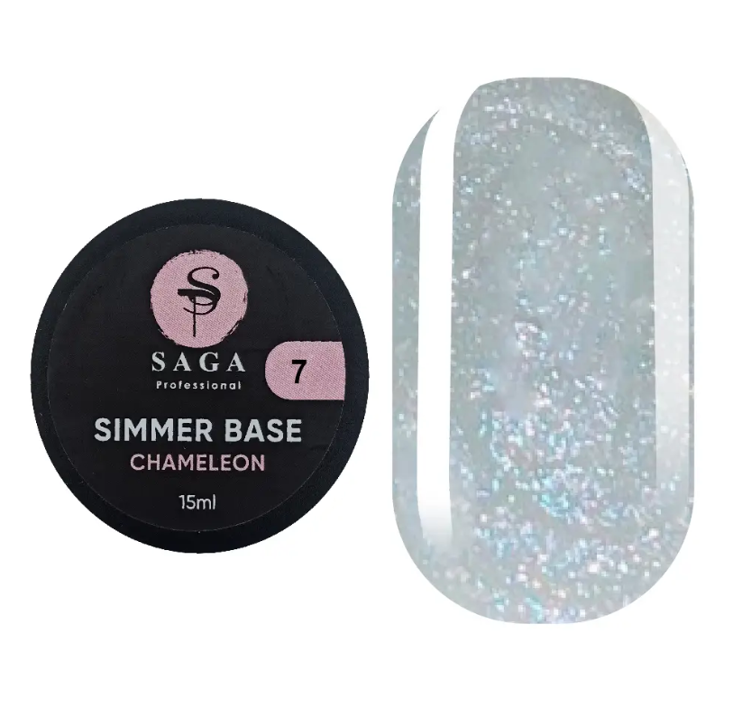 База із шимером Saga Shimmer Chameleon No7 (сіра), 15 мл