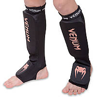 Накладки на ноги защита голеностопа голени и стопы Муай Тай, ММА, Кикбоксинг VENUM (L, черный) MA-6239