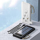 Павербанк на сонячній батареї Power Bank 26000mAh + ліхтарик 1USB, 4 кабелі, фото 6