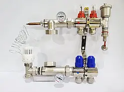 Колектор для теплої підлоги "Koer" в зборі без насоса на 2 контуру