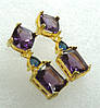 Сережки Liresmina Jewelry сережки-гвоздики (пусети) прямокутні та ромбоподібні кубик циркону 2.9см золотисті, фото 6