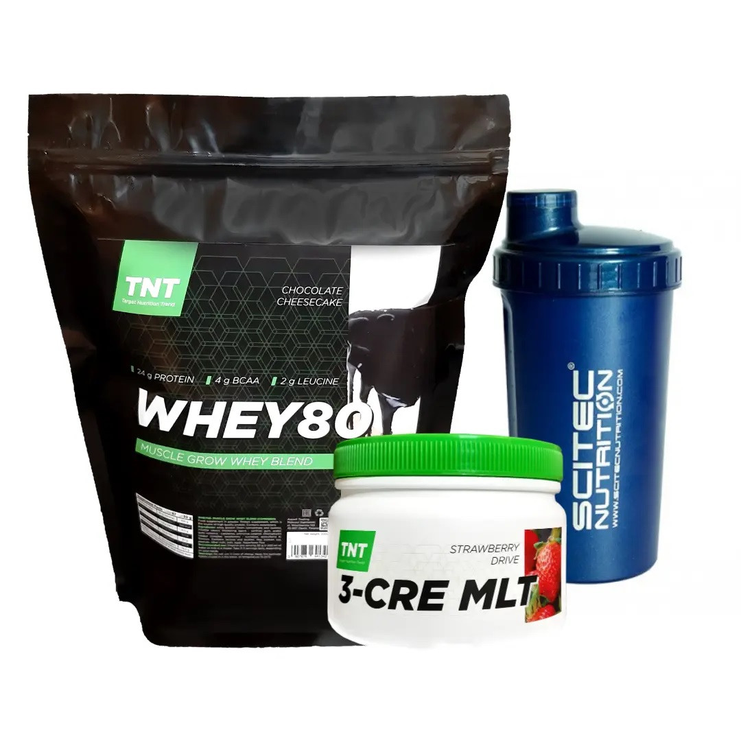 Комплект Протеїн 2 кг смак шоколадний чізкейк, Креатин, Шейкер TNT Nutrition, фото 1