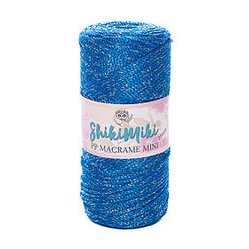 Трикотажний шнур з люрексом PP Macrame Glitter, колір Синій іній