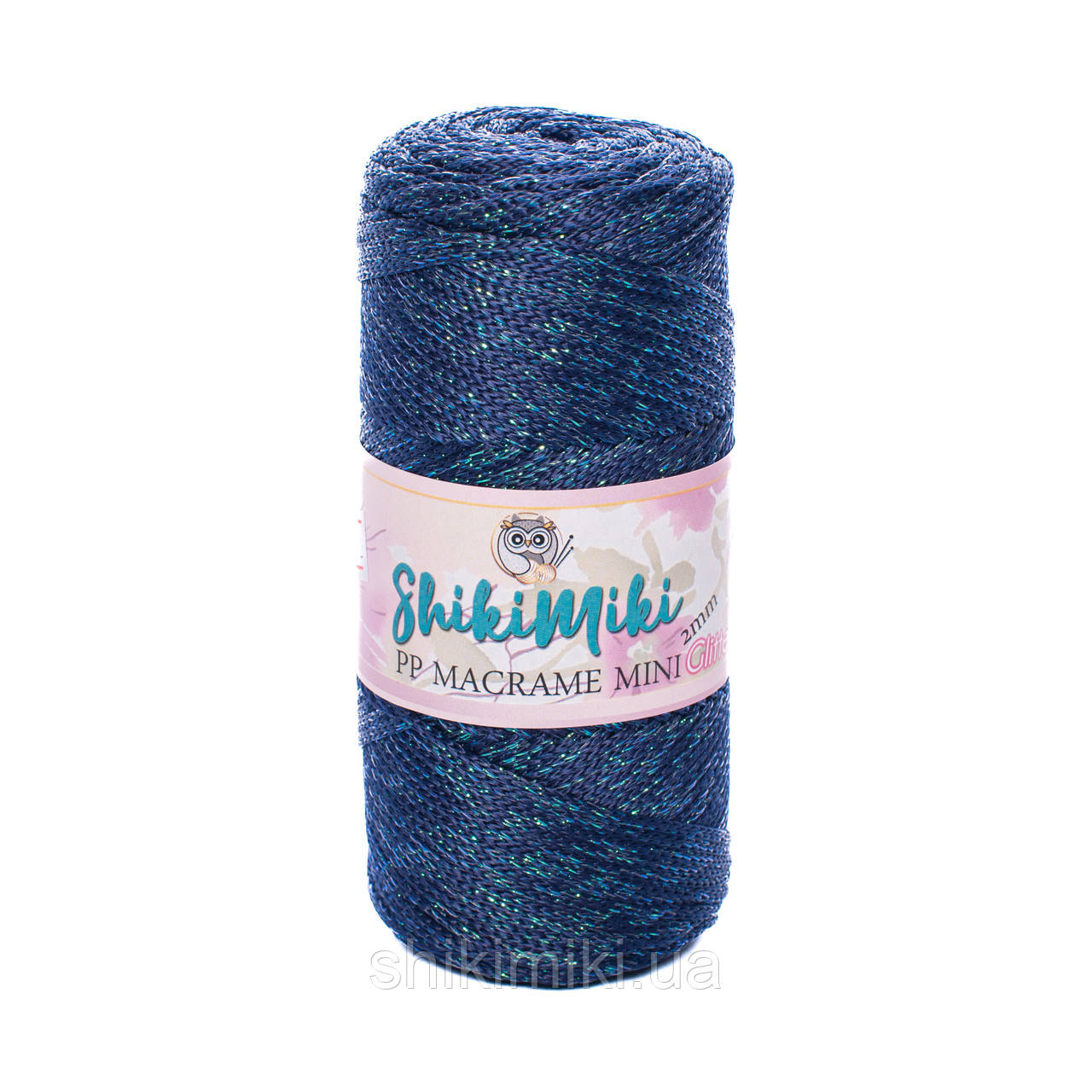 Трикотажний шнур з люрексом PP Macrame Glitter, колір Синій сапфір