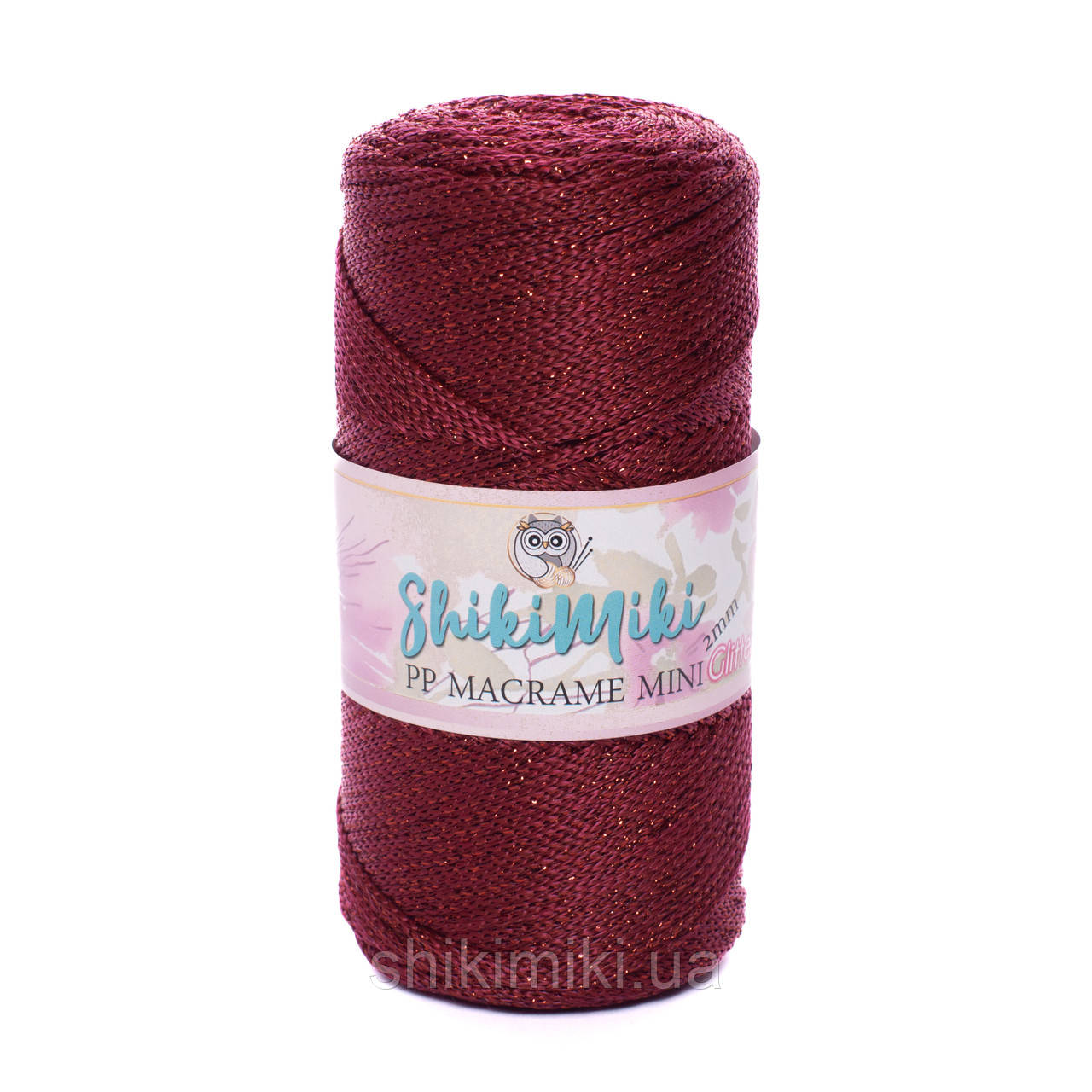 Трикотажний шнур з люрексом PP Macrame Glitter, колір Рубіновий