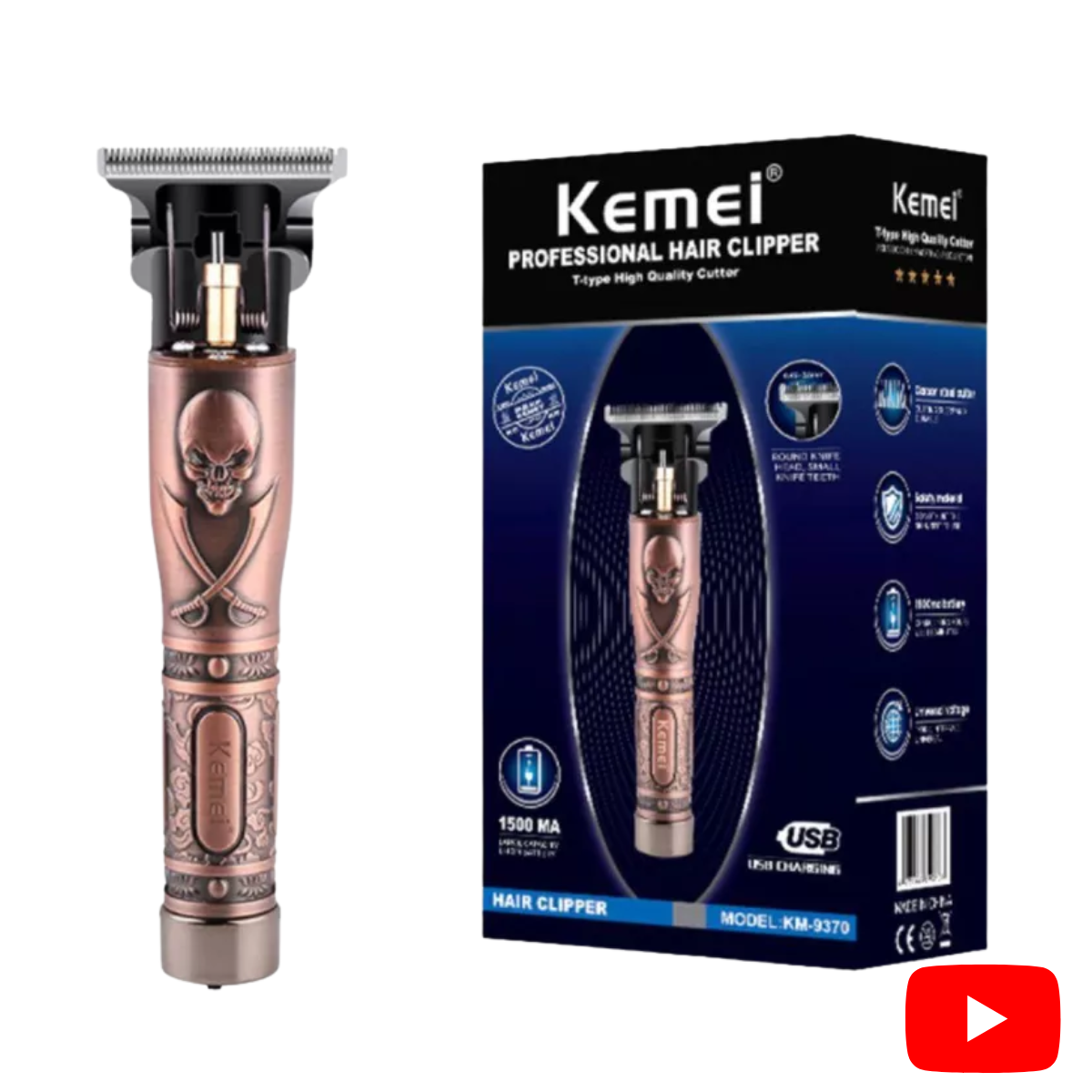 Тример Чоловічий Kemei Km-9370 Для Стрижки І Гоління Бороди І Голови З ...