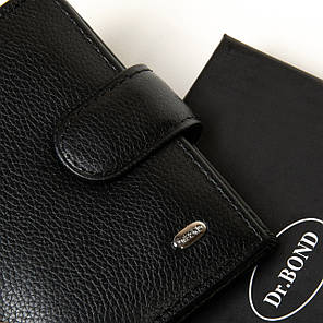 Гаманець портмоне гаманець чоловічий шкіряний на кнопці чорний із монетницею всередині Dr. Bond M3827, фото 3