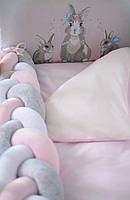 Захист у ліжечко Бампер-коса Baby Veres White Pink Grey 120х15 см, фото 2