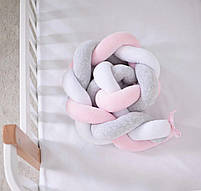 Захист у ліжечко Бампер-коса Baby Veres White Pink Grey 120х15 см, фото 5
