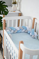 Защита в кроватку Бампер-коса Baby Veres White Blue Grey 120х15 см