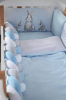 Захист у ліжечко Бампер-коса Baby Veres White Blue Grey 120х15 см, фото 3