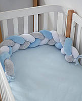 Захист у ліжечко Бампер-коса Baby Veres White Blue Grey 120х15 см, фото 5