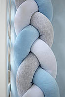 Захист у ліжечко Бампер-коса Baby Veres White Blue Grey 120х15 см, фото 7
