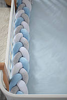 Захист у ліжечко Бампер-коса Baby Veres White Blue Grey 120х15 см, фото 8