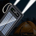 Павербанк на сонячній батареї Power Bank 26000mAh + ліхтарик 1USB, 4 кабелі, фото 7