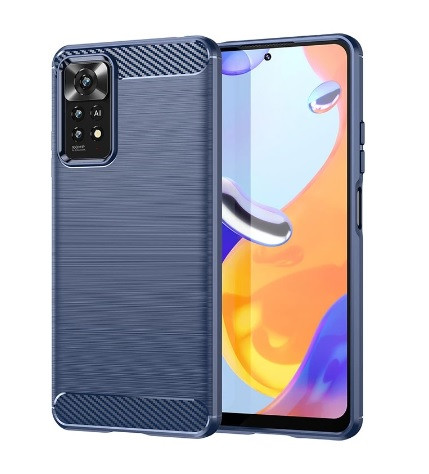 Чохол Carbon для Xiaomi Redmi Note 11 Pro Бампер Темно-синій