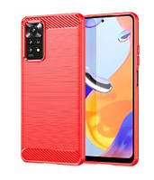 Чохол Carbon для Xiaomi Redmi Note 11 / Note 11S Бампер червоний