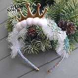 Обруч для ранковика — сніжинка з фатином і помпонами, фото 2