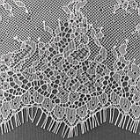 Ажурне французьке мереживо шантильї (з війками) білого кольору шириною 22 см, довжина купона 3,0 м., фото 5