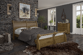Ліжко двоспальне в спальню з натурального дерева Сицилія Mebigrand