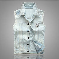 Жилет джинсовий чоловічий FASHION блакитний L 03079