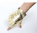 Рукавички безпалі шкіряні GLOVES унісекс XL золотий 03578, фото 4