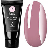 Полигель Saga Poly Gel Exclusive №6 (натуральный розовый), 30 мл