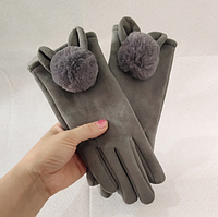 Рукавички жіночі замшеві JINBOSEN сірий 03648