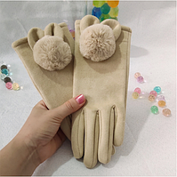 Рукавиці жіночі замшеві JINBOSEN бежевий 03704