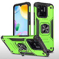 Протиударний чохол для Xiaomi Redmi 10C салатовий з кільцем підставкою
