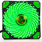 Кулер для корпусу 120 мм, з LED-підсвіткою (Зелений) 33 світлодіоди, фото 2