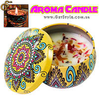 Ароматическая свеча Фрезия Aroma Candle в металлическом боксе 6 х 4 см