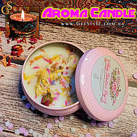 Ароматическая свеча Пион Aroma Candle в металлическом боксе 6 х 4 см