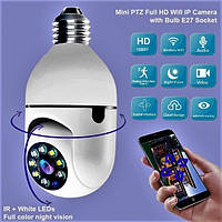 Камера видеонаблюдения в патрон Bulb Camera ICSEE 2MP FHD, ночная съёмка, микрофон