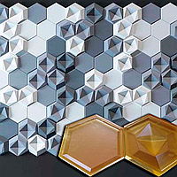 Комплект форм "Стоун" для 3D панелей - полиуретановые формы для шестигранной декоративной плитки