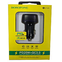 Автомобільний зарядний пристрій BOROFON BZ14A PD20W+QC3.0 (1USB/Type-C), black