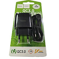 Зарядное устройство Hoco C72Q +кабель USB/Type-C, 1USB ,QC 3A .18W, Black