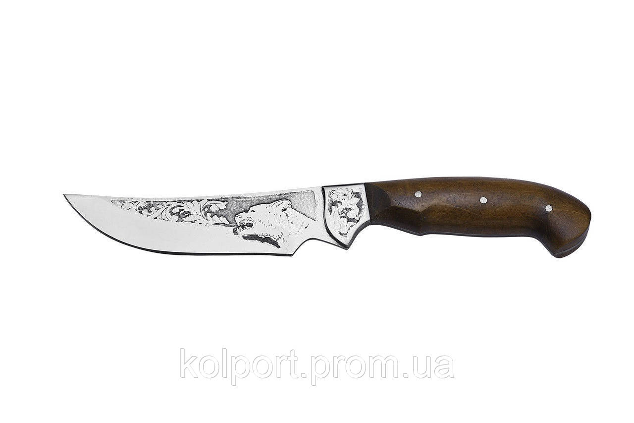Ніж мисливський ручної роботи Грізлі, шкіряний чохол у комплекті, тактичний ніж, рибальський ніж