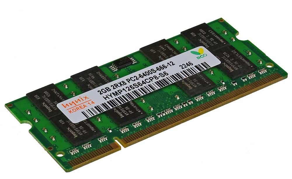 Оперативна пам'ять DDR2 2 GB 800MHz SODIMM для ноутбука PC2-6400S 2Rx8 HYMP125S64CP8-S6 Hynix