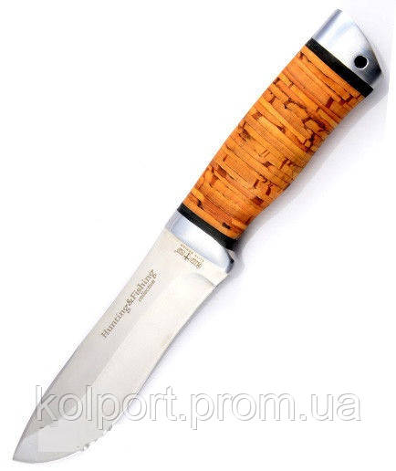 Ніж мисливський Зубр з рукояттю з берести з шкіряним чохлом + ексклюзивні фото, тактичний ніж, рибальський ніж
