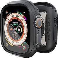 Фирменный чехол со стеклом elkson Rugged Quattro 2.0 - Чехол для Apple Watch Ultra 49 mm - Черный