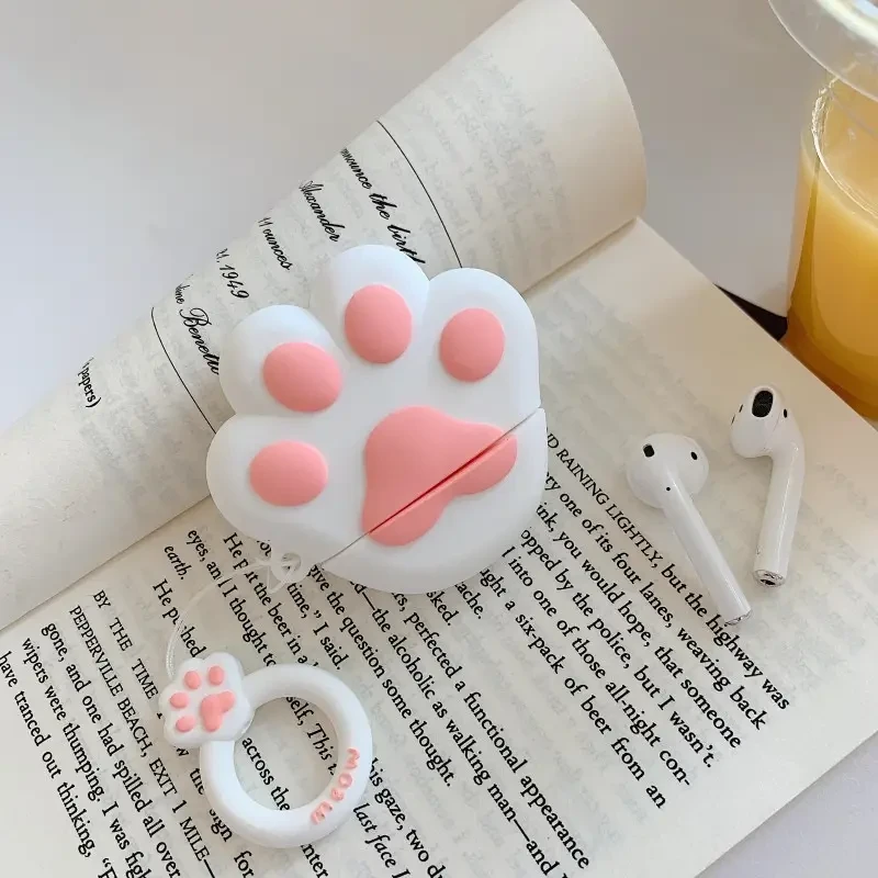 Чохол для навушників AirPods 1/2 Котяча лапка рожевий, фото 1